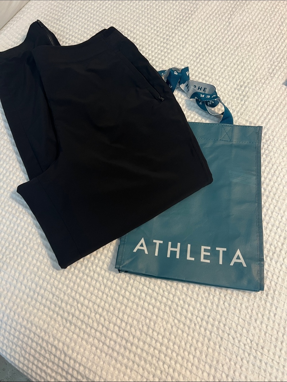 Athleta Women’s Black Jogger Pants with Zip Hem and Zip pockets